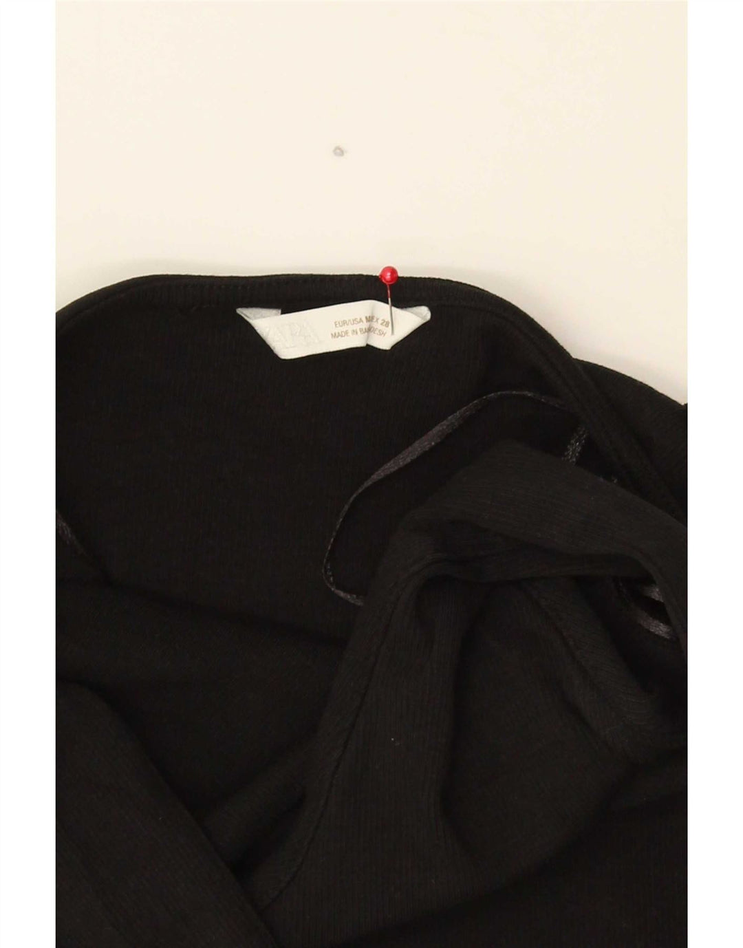 Zara Womens Crop Halter Top UK 12 Medium Black Cotton