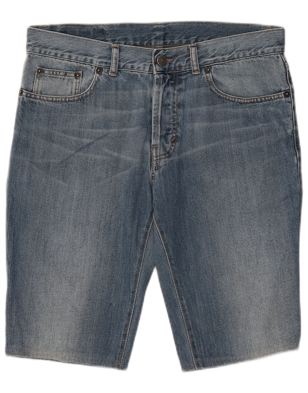 Benetton Mens Denim Shorts W33 Medium Blue