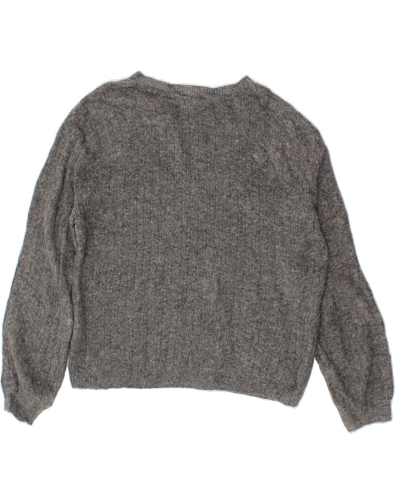 DKNY Womens Oversized Boat Neck Jumper Sweater UK 14 Medium Grey Polyester Vintage Dkny and Second-Hand Dkny from Messina Hembry 