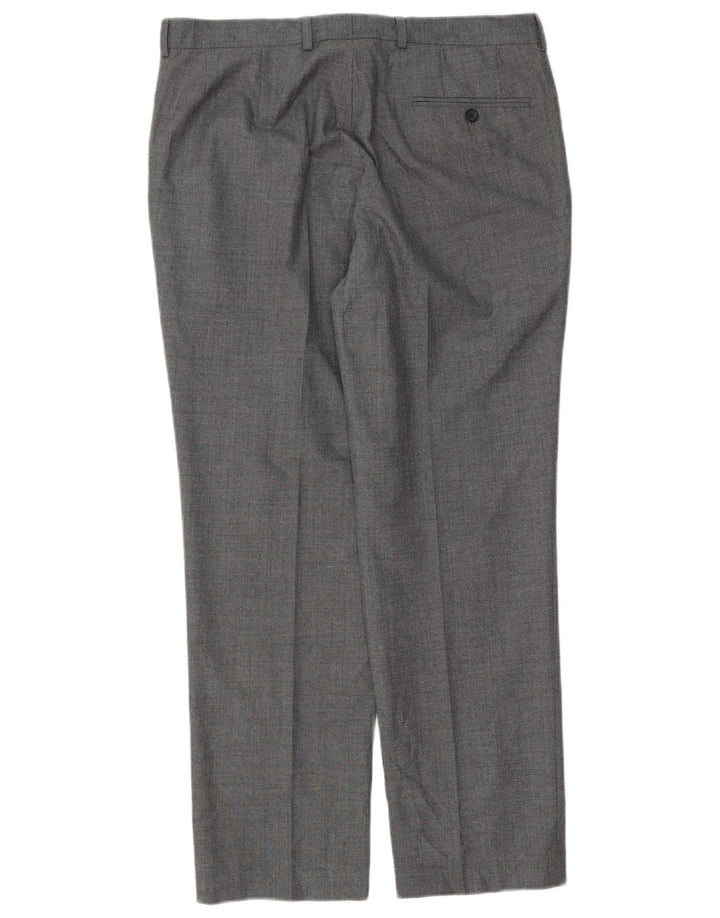 Marks & Spencer Mens Straight Suit Trousers W34 L29 Grey Polyester