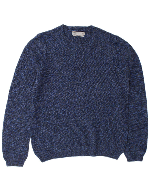 Marks & Spencer Mens Crew Neck Jumper Sweater Small Blue Flecked Cotton