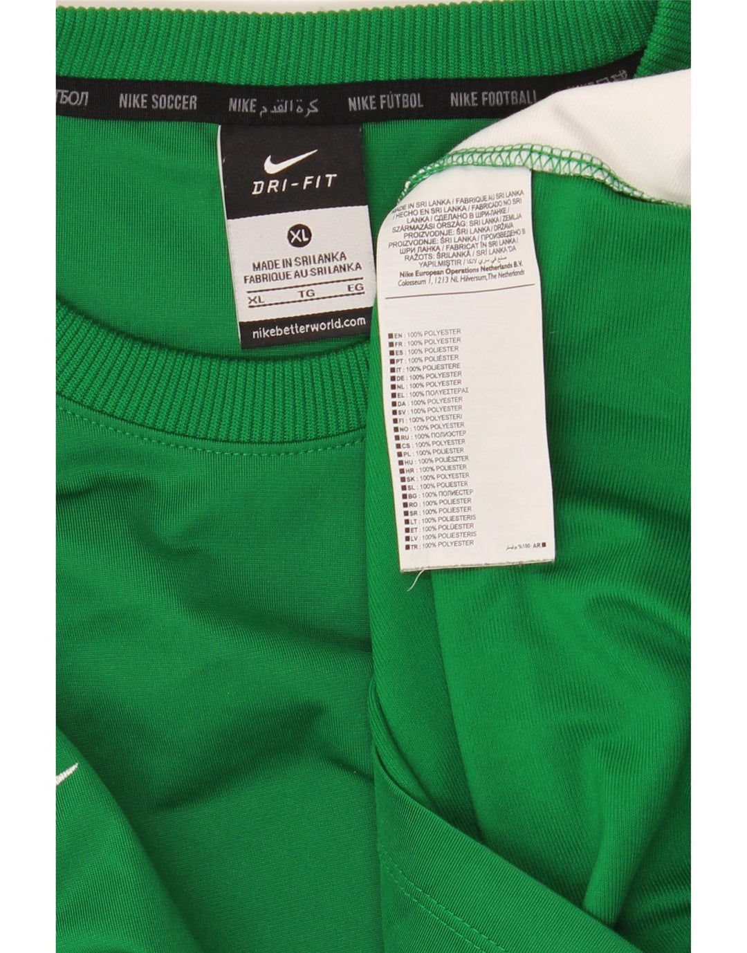 NIKE Mens Dri Fit Top Long Sleeve XL Green Colourblock Polyester