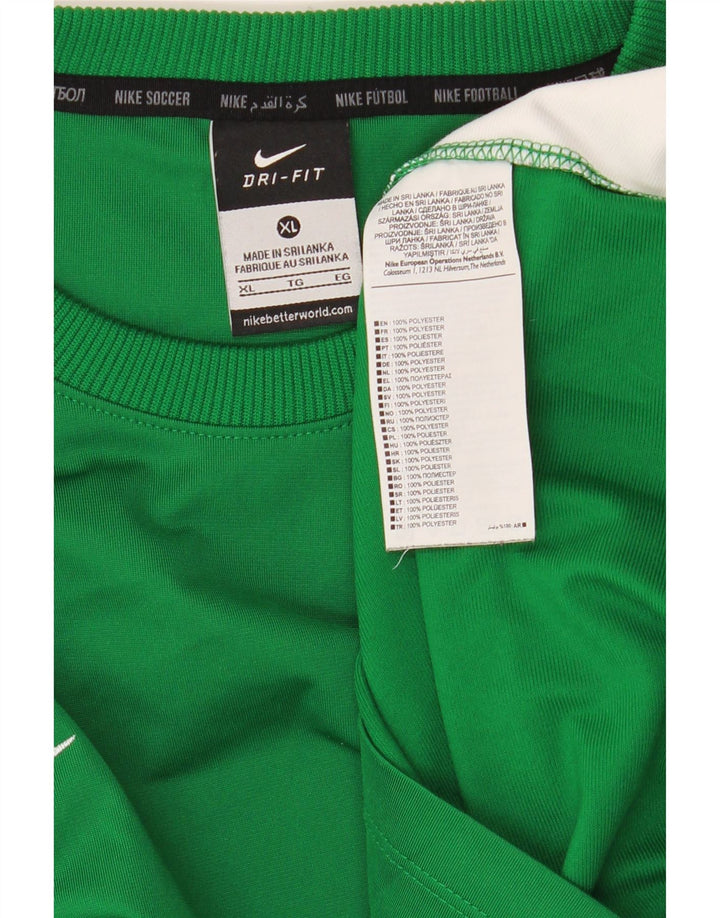 NIKE Mens Dri Fit Top Long Sleeve XL Green Colourblock Polyester