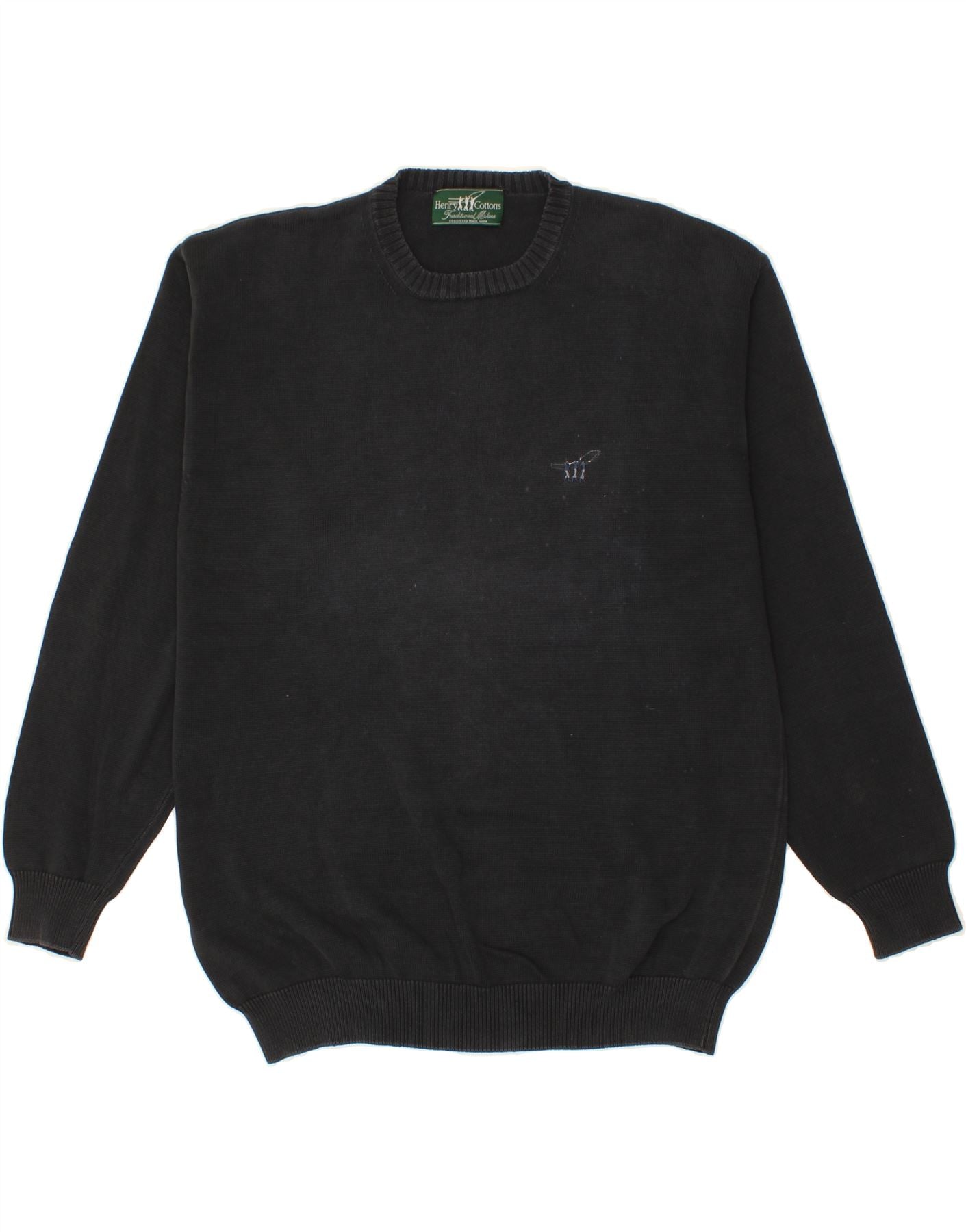 HENRYCOTTONSMaglionegirocollodauomo,grande,incotonenero