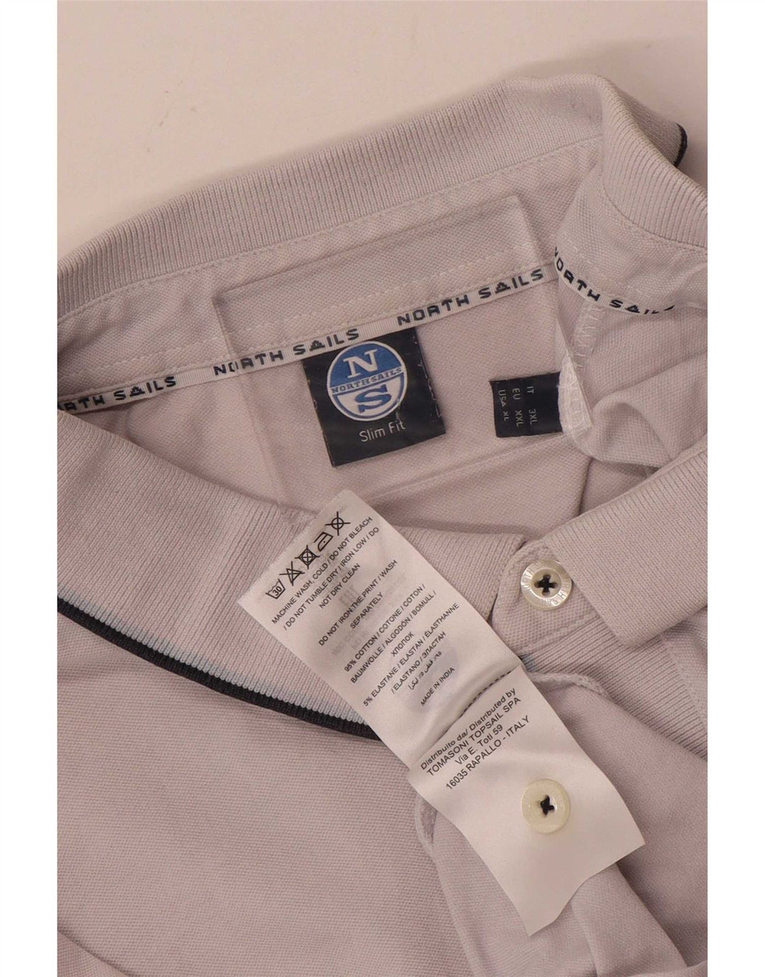 North Sails Mens Slim Fit Polo Shirt XL Grey Cotton