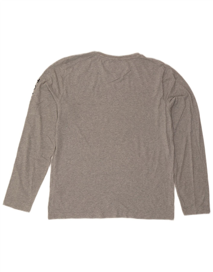 Tommy Hilfiger Mens Graphic Top Long Sleeve Large Grey Flecked Cotton