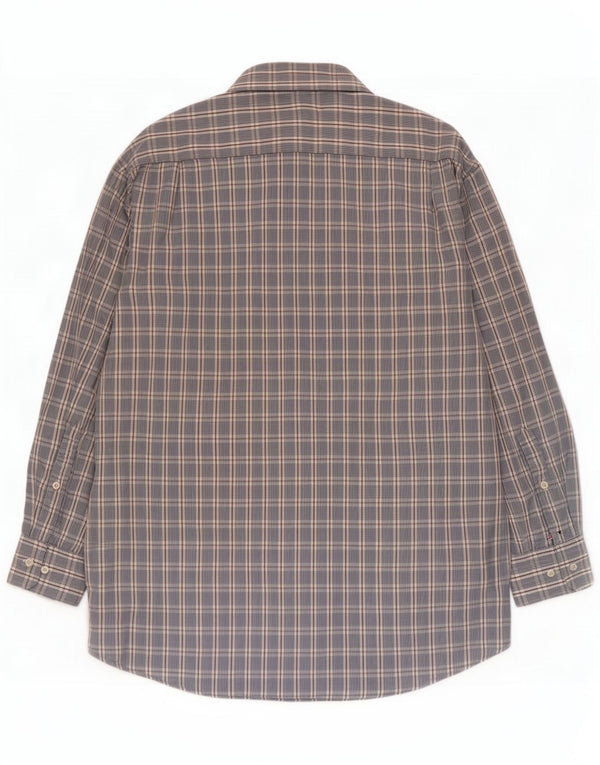 Tommy Hilfiger Mens Regular Fit Shirt Size 16 Large Blue Plaid Cotton