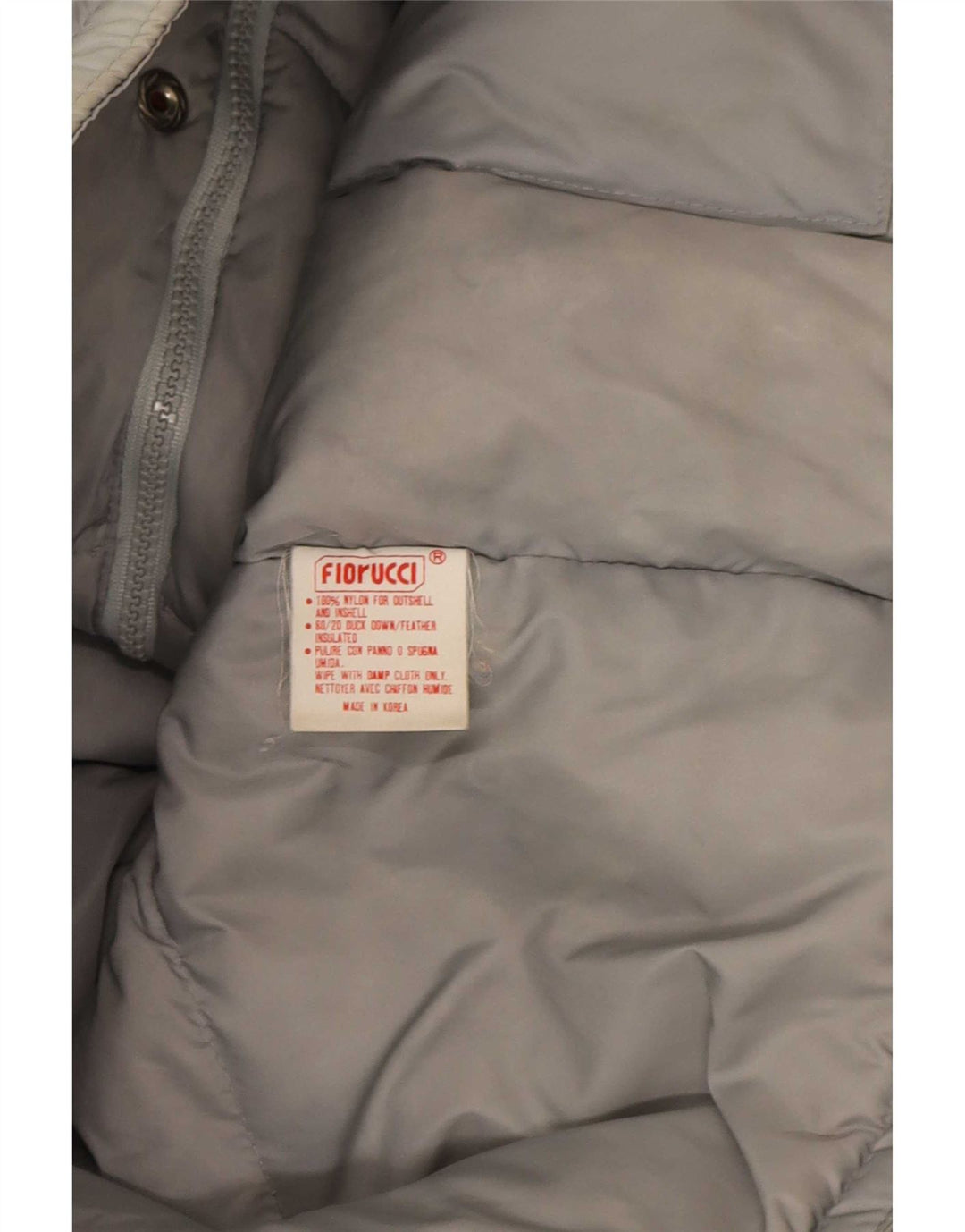 Fiorucci Mens Hooded Padded Jacket UK 38 Medium Grey Colourblock Nylon