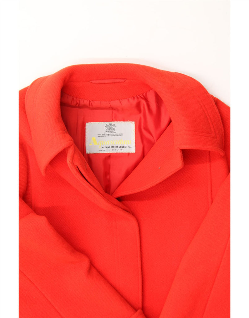 AQUASCUTUM Womens Overcoat UK 14 Medium Red Acetate Vintage Aquascutum and Second-Hand Aquascutum from Messina Hembry 
