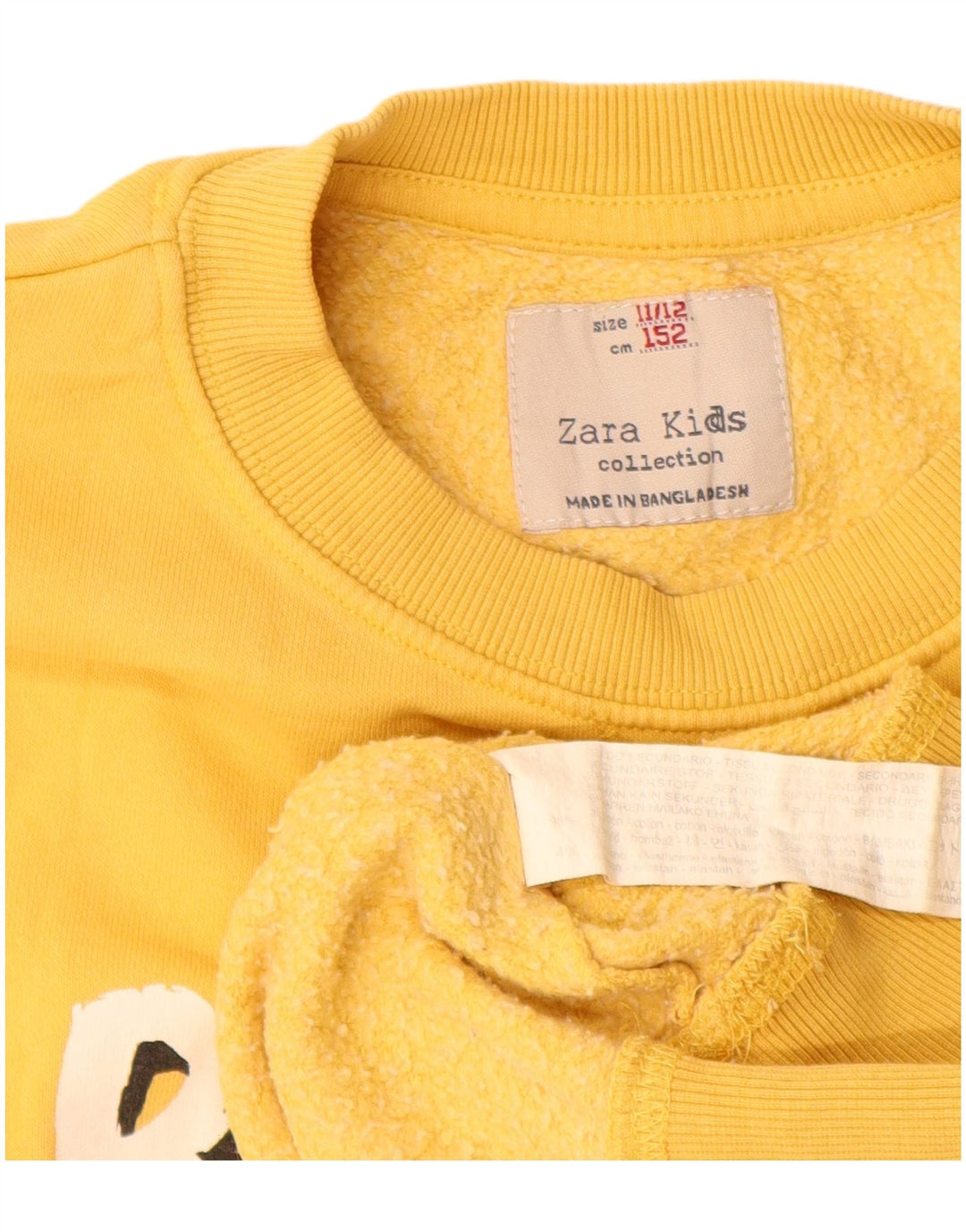 Zara Boys Graphic Sweatshirt Jumper 11-12 Years Yellow Cotton