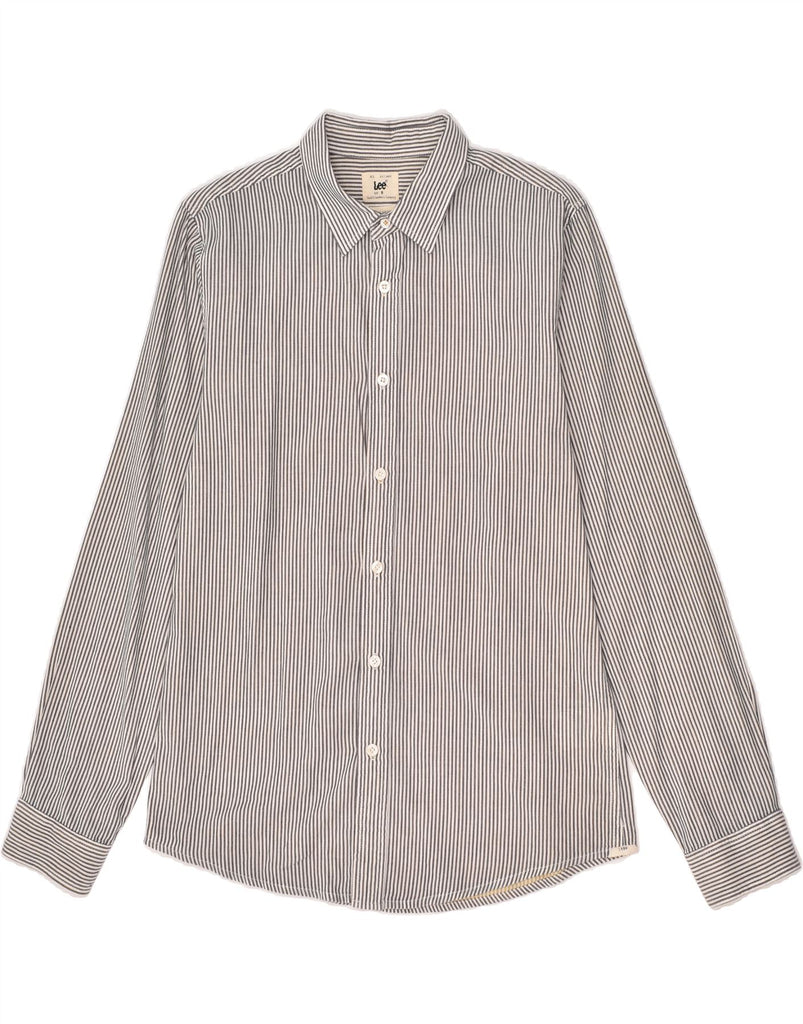 LEE Mens Regular Fit Shirt Small Grey Striped Cotton | Vintage Lee | Thrift | Second-Hand Lee | Used Clothing | Messina Hembry 