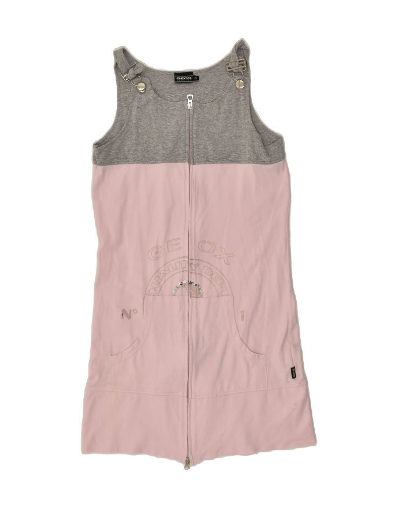 GEOX Girls Graphic Dungaree Dress 11-12 Years Pink Colourblock Cotton | Vintage Geox | Thrift | Second-Hand Geox | Used Clothing | Messina Hembry 