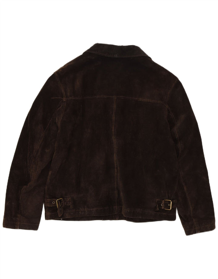 VINTAGE Womens Suede Jacket IT 46 Large Brown Leather