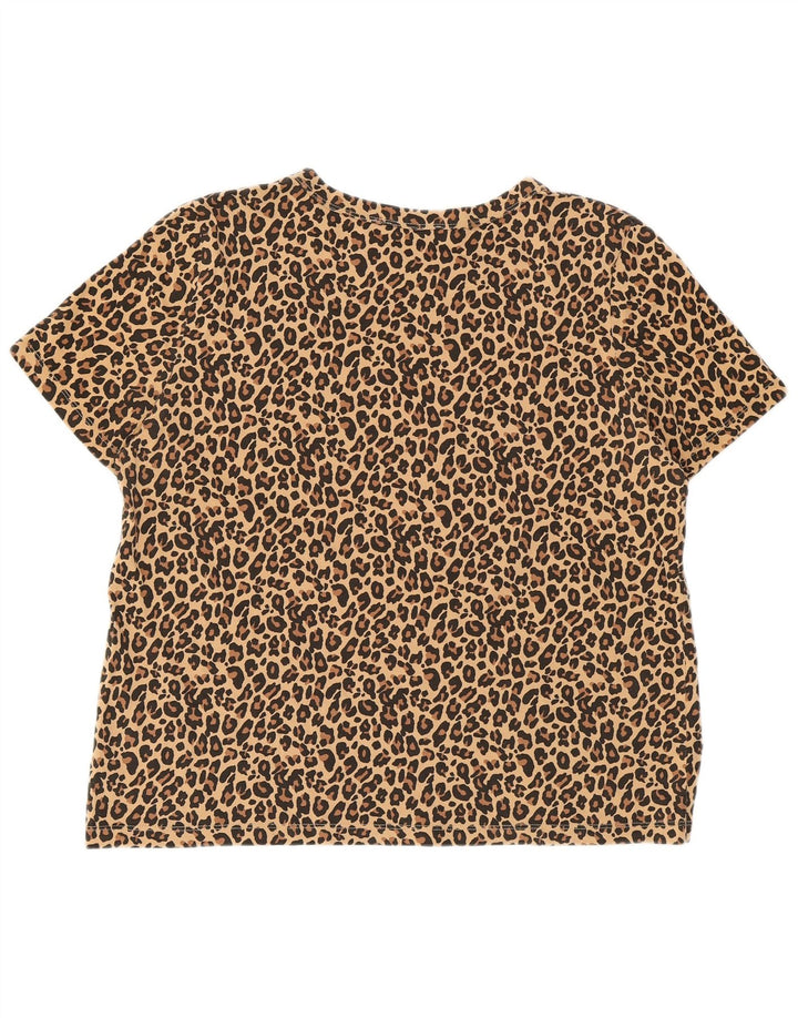 ZARA Womens Crop Graphic T-Shirt Top UK 16 Large Beige Animal Print