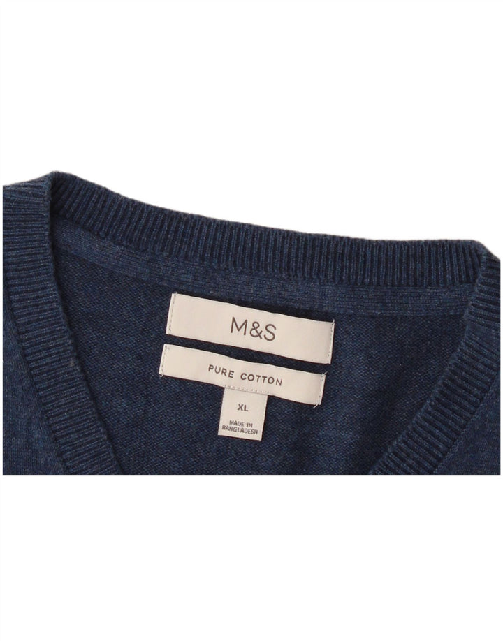 Marks & Spencer Mens Vest Tank Top XL Navy Blue Cotton