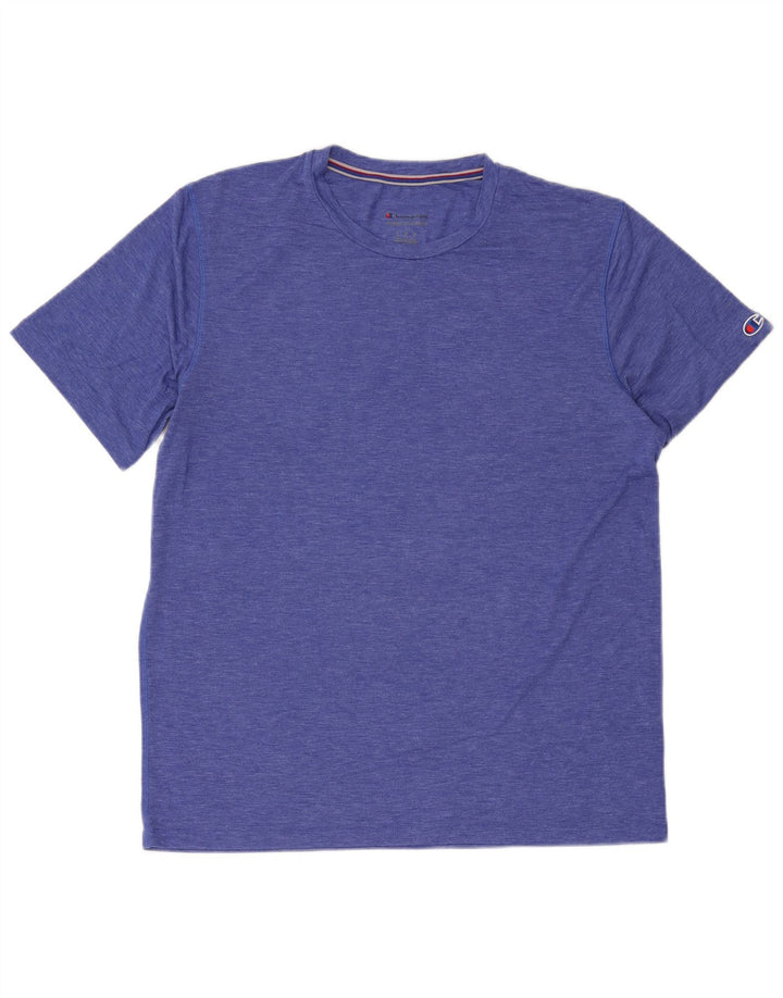 Champion Mens T-Shirt Top Large Blue Flecked Polyester