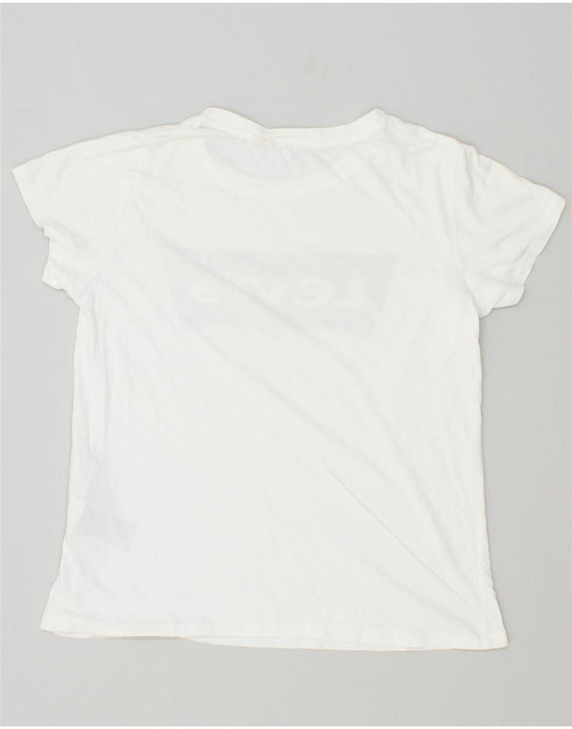 LEVI'S Womens Graphic T-Shirt Top UK 14 Medium White Cotton Vintage Levi's and Second-Hand Levi's from Messina Hembry 