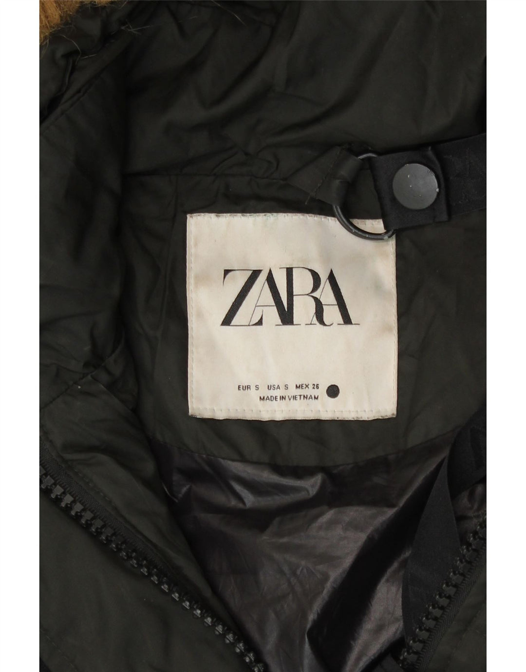 Zara Womens Oversized Hooded Padded Coat UK 10 Small Black Nylon