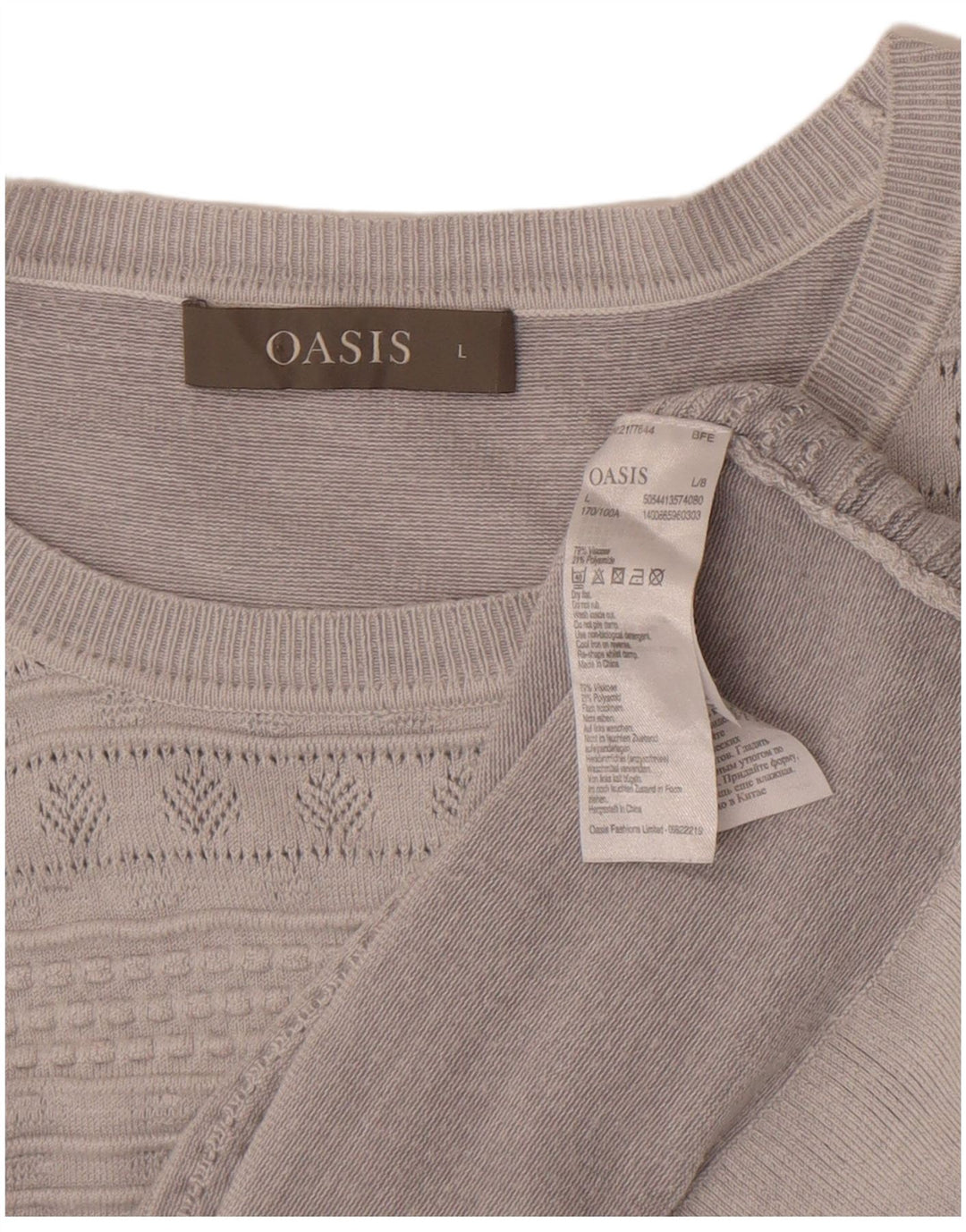 Oasis Womens Crew Neck Jumper Sweater UK 16 Large Grey Viscose