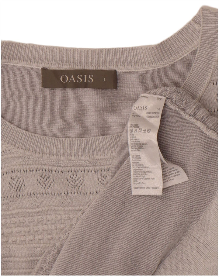Oasis Womens Crew Neck Jumper Sweater UK 16 Large Grey Viscose