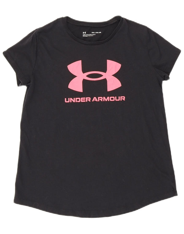 Under Armour Girls Loose Fit Graphic T-Shirt Top 13-14 Years XL Black