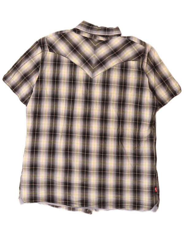 Levi's Mens Short Sleeve Shirt Small Grey Check Cotton