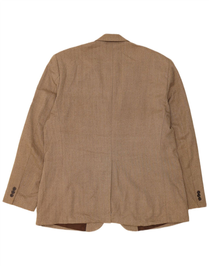 Nautica Mens 2 Button Blazer Jacket UK 48 4XL Beige Herringbone Polyester
