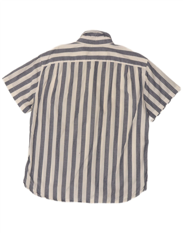 J. CREW Mens Short Sleeve Slim Shirt XL Blue Striped Cotton