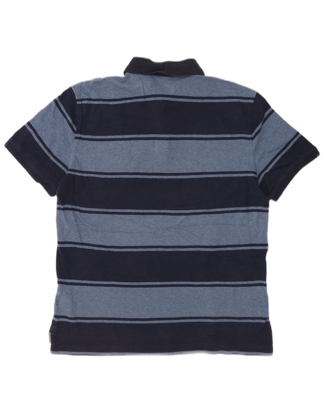 Tommy Hilfiger Mens Polo Shirt Medium Navy Blue Striped Cotton