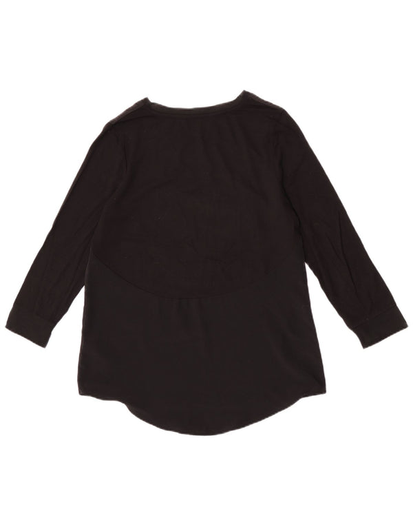 Coast Womens Graphic Top 3/4 Sleeve UK 10 Small Black Floral Viscose