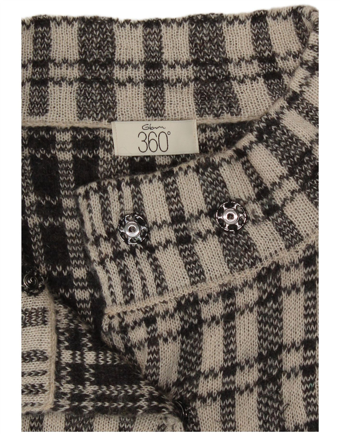 Vintage Womens 3/4 Sleeve Cardigan Sweater UK 12 Medium Blue Check