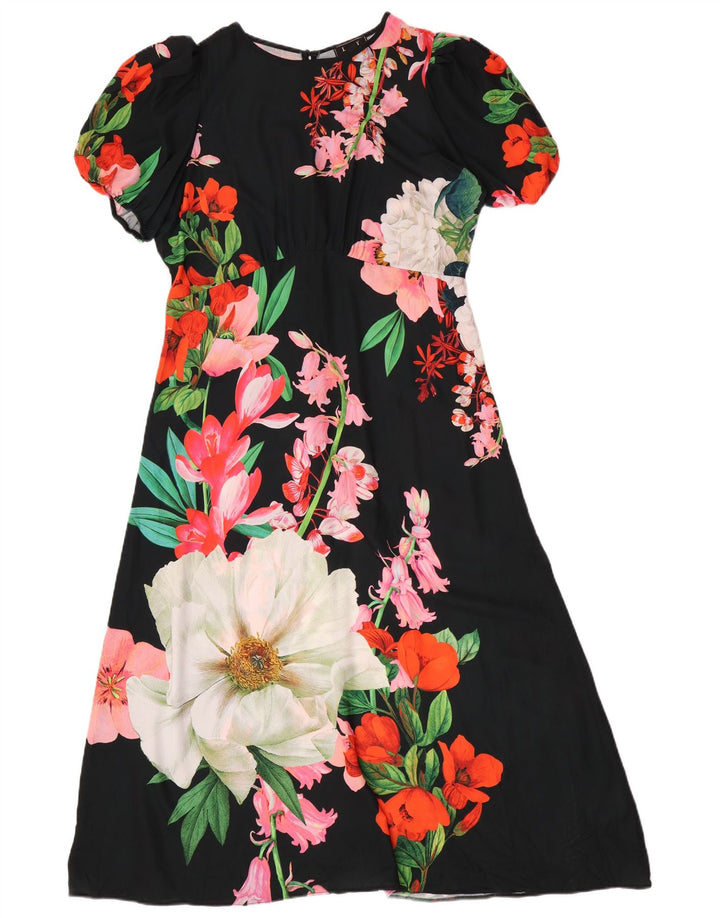 Lipsy Womens Maxi Dress UK 16 Large  Black Floral Polyester