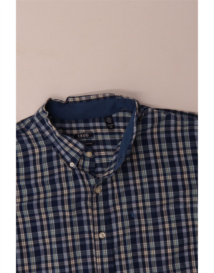 IZOD Mens Shirt 2XL Blue Check Cotton