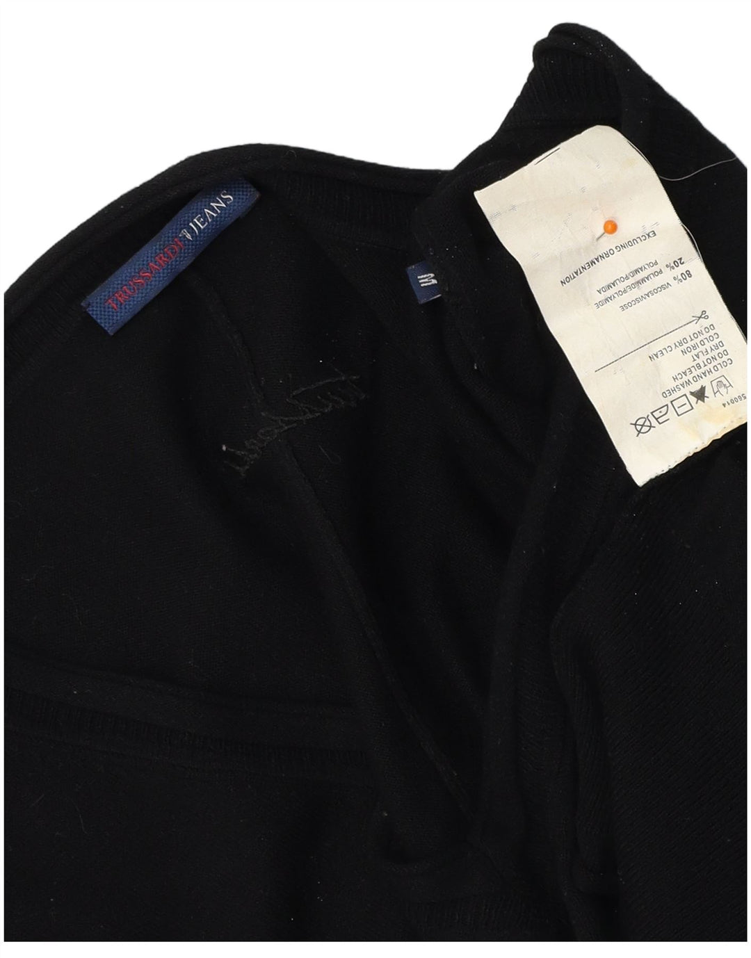 TRUSSARDI JEANS Womens Poncho Jumper UK 14 Medium Black Viscose