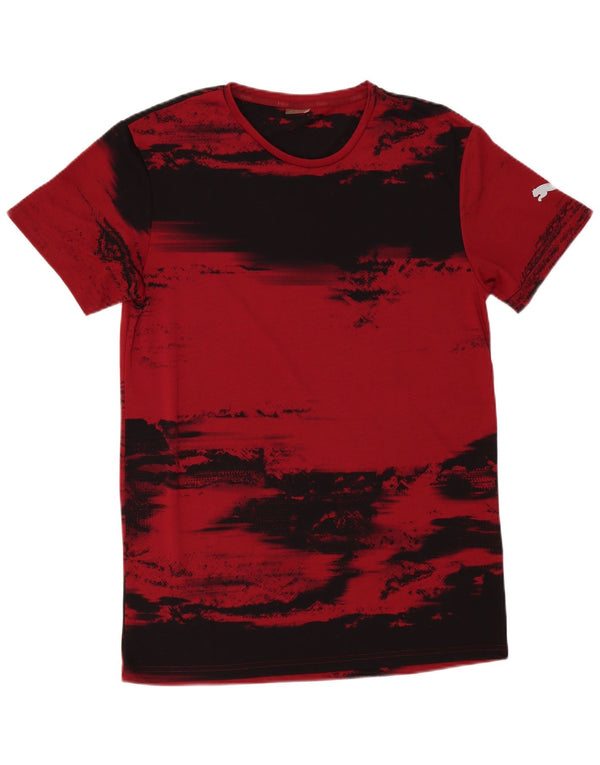 Puma Mens T-Shirt Top Medium Burgundy Colourblock