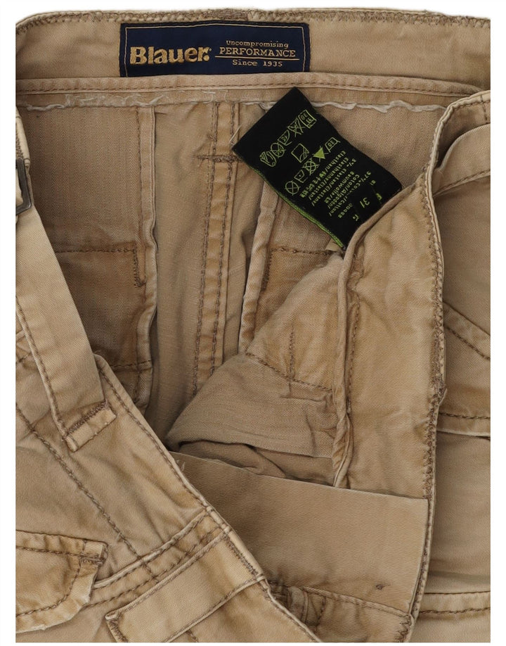 BLAUER Mens Straight Cargo Trousers  W31 L28 Beige Cotton