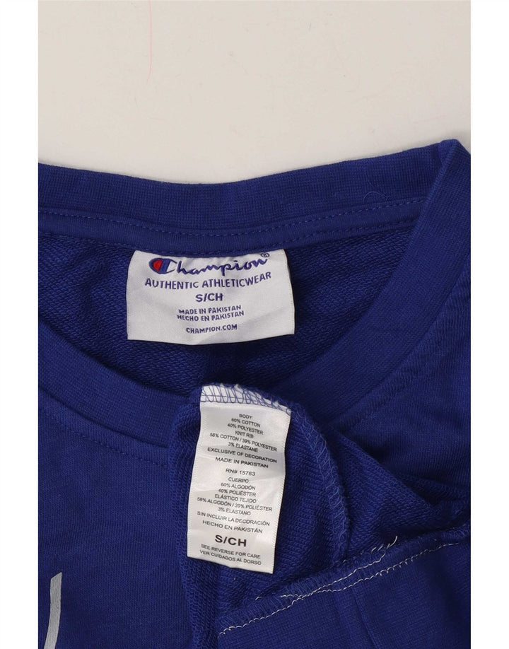 Champion Womens Graphic Oversized Sweatshirt Jumper UK 10 Small Blue Cotton