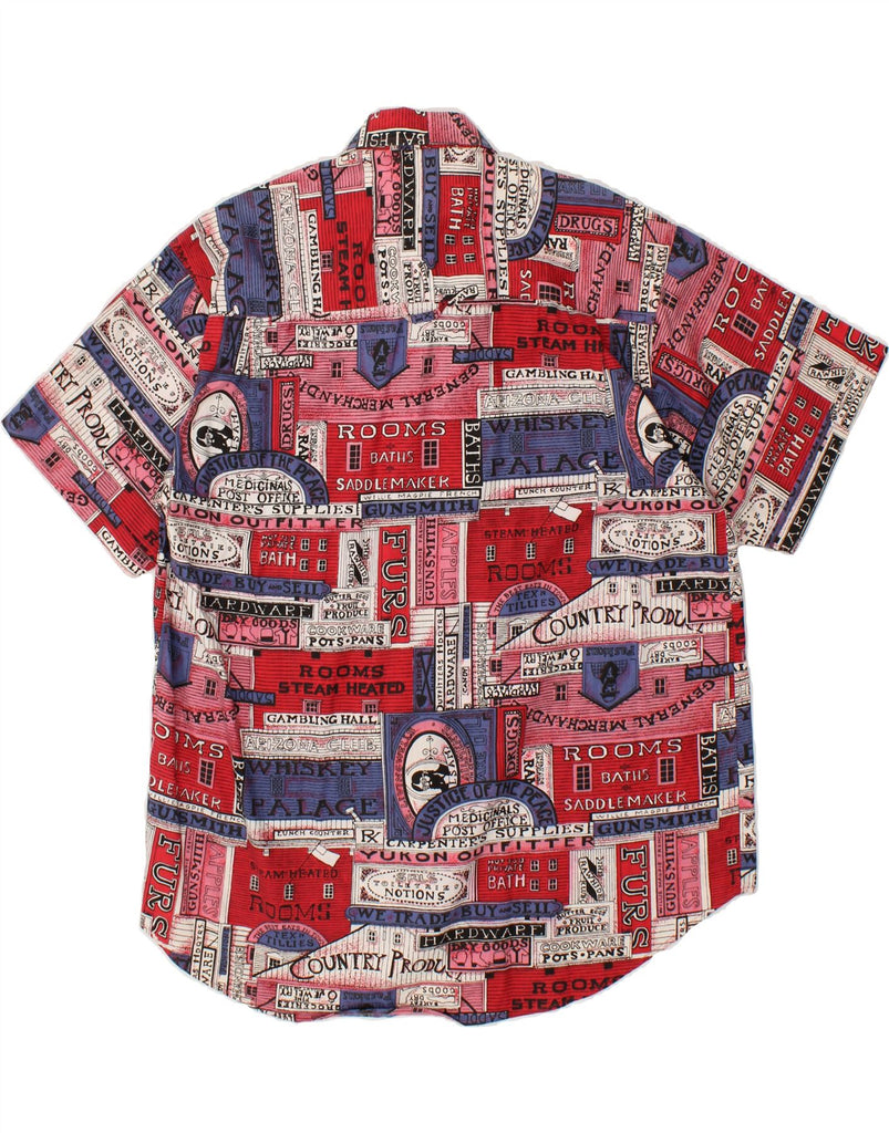 VINTAGE Mens Abstract Pattern Short Sleeve Shirt Large Red Cotton Vintage Vintage and Second-Hand Vintage from Messina Hembry 