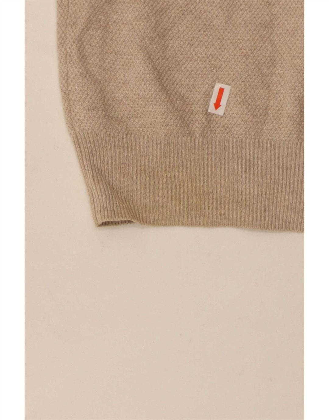 Massimo Dutti Mens Zip Neck Jumper Sweater Medium Beige Cotton
