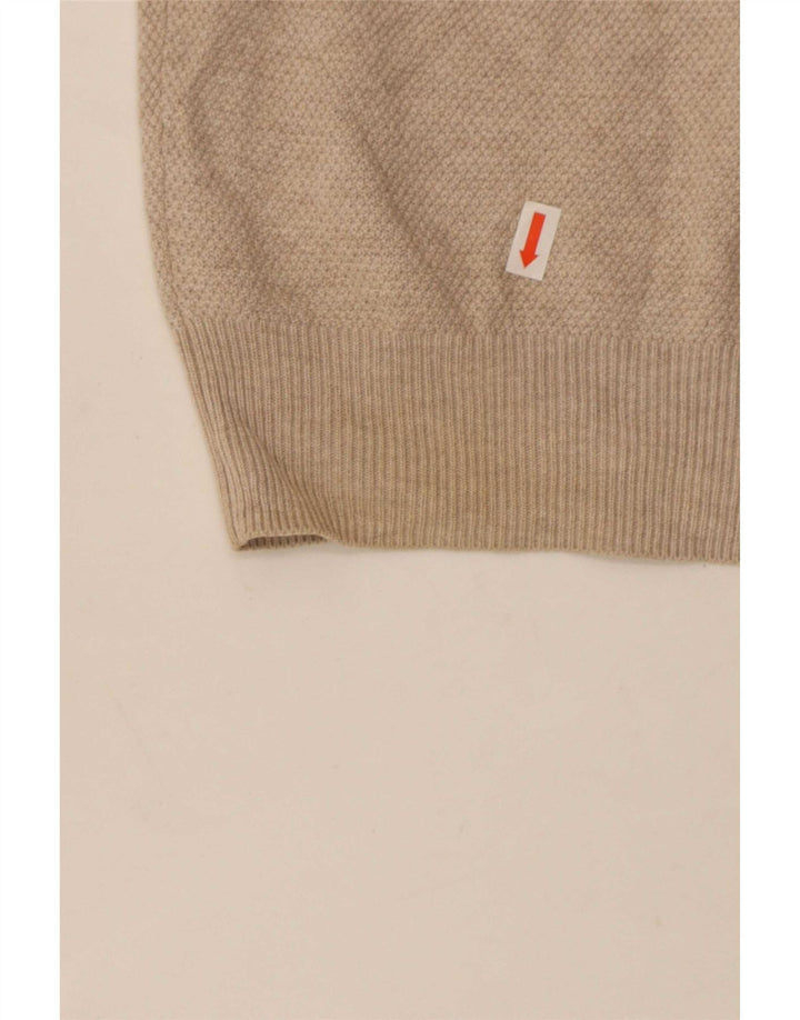 Massimo Dutti Mens Zip Neck Jumper Sweater Medium Beige Cotton