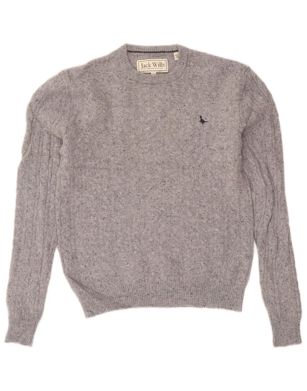 Jack Wills Mens Crew Neck Jumper Sweater Small Grey Flecked Wool