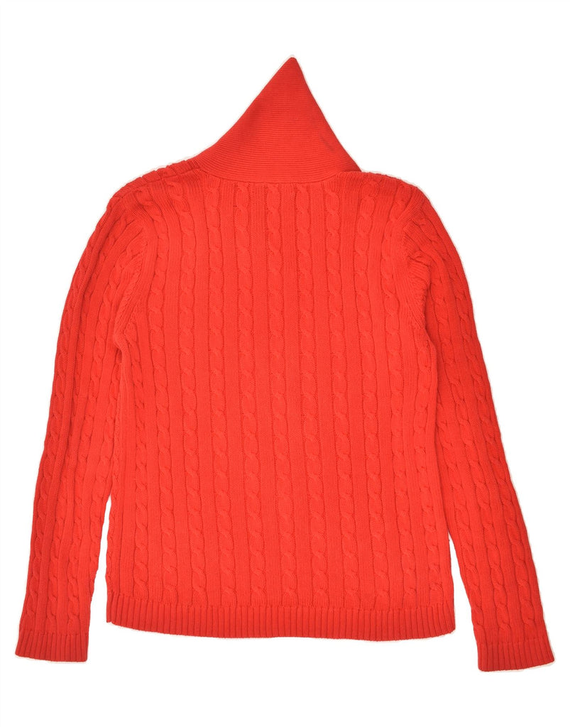 RALPH LAUREN Womens Shawl Neck Jumper Sweater UK 14 Medium Red Cotton | Vintage Ralph Lauren | Thrift | Second-Hand Ralph Lauren | Used Clothing | Messina Hembry 