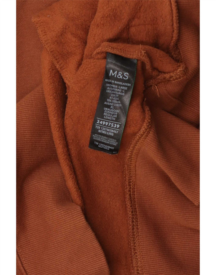 Marks & Spencer Mens Zip Neck Sweatshirt Jumper Large Brown Cotton