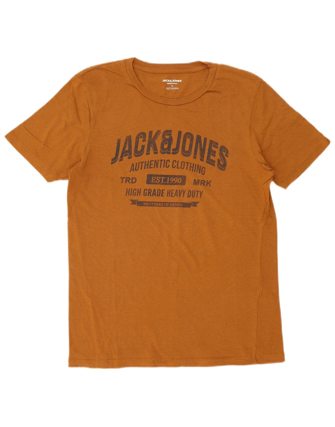Jack & Jones Mens Graphic T-Shirt Top Medium Brown Cotton