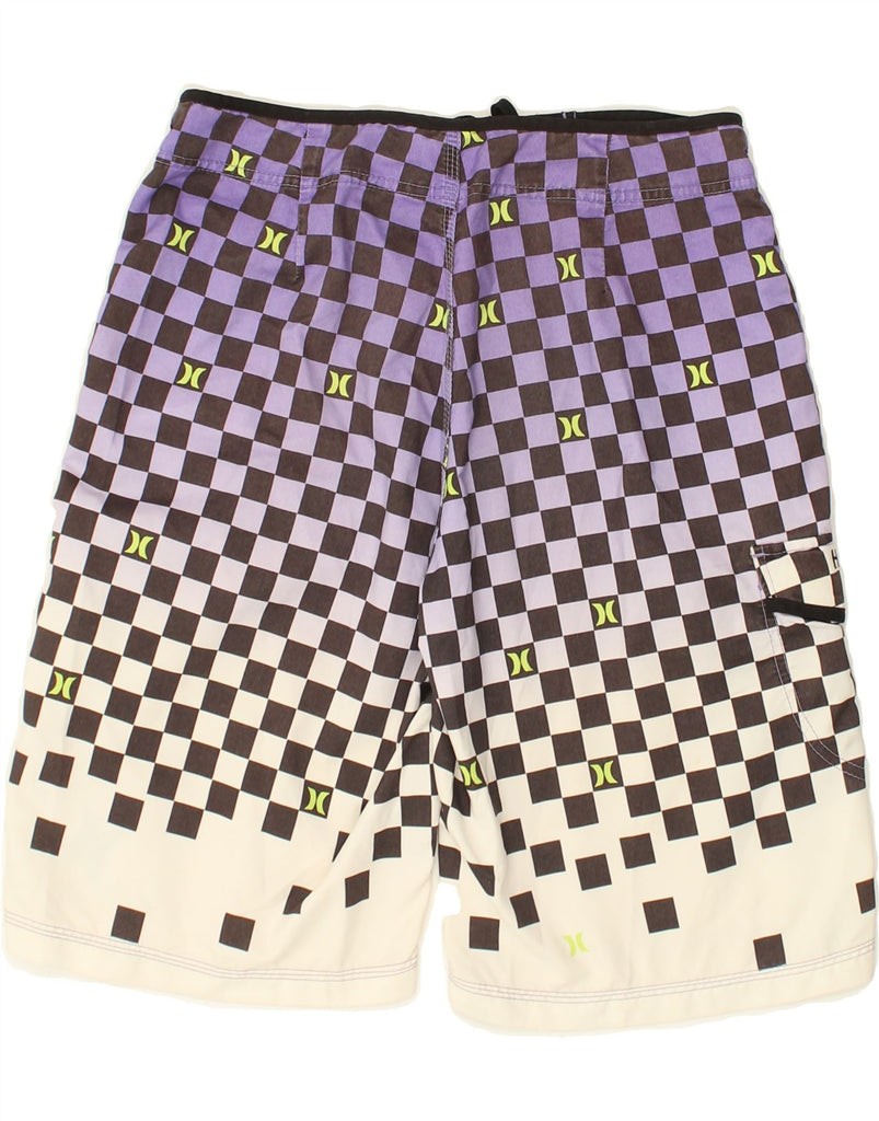 HURLEY Mens Swimming Shorts Medium Purple Check Polyester | Vintage Hurley | Thrift | Second-Hand Hurley | Used Clothing | Messina Hembry 