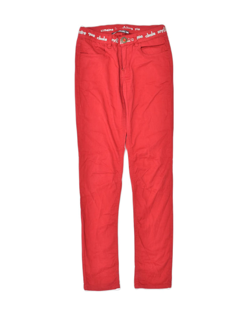 DESIGUAL Womens Slim Casual Trousers W26 L30 Red Cotton | Vintage | Thrift | Second-Hand | Used Clothing | Messina Hembry 