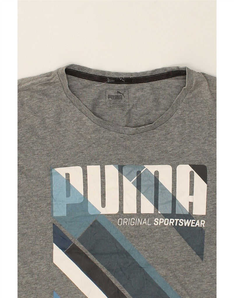 PUMA Mens Graphic T-Shirt Top Medium Grey Flecked | Vintage Puma | Thrift | Second-Hand Puma | Used Clothing | Messina Hembry 