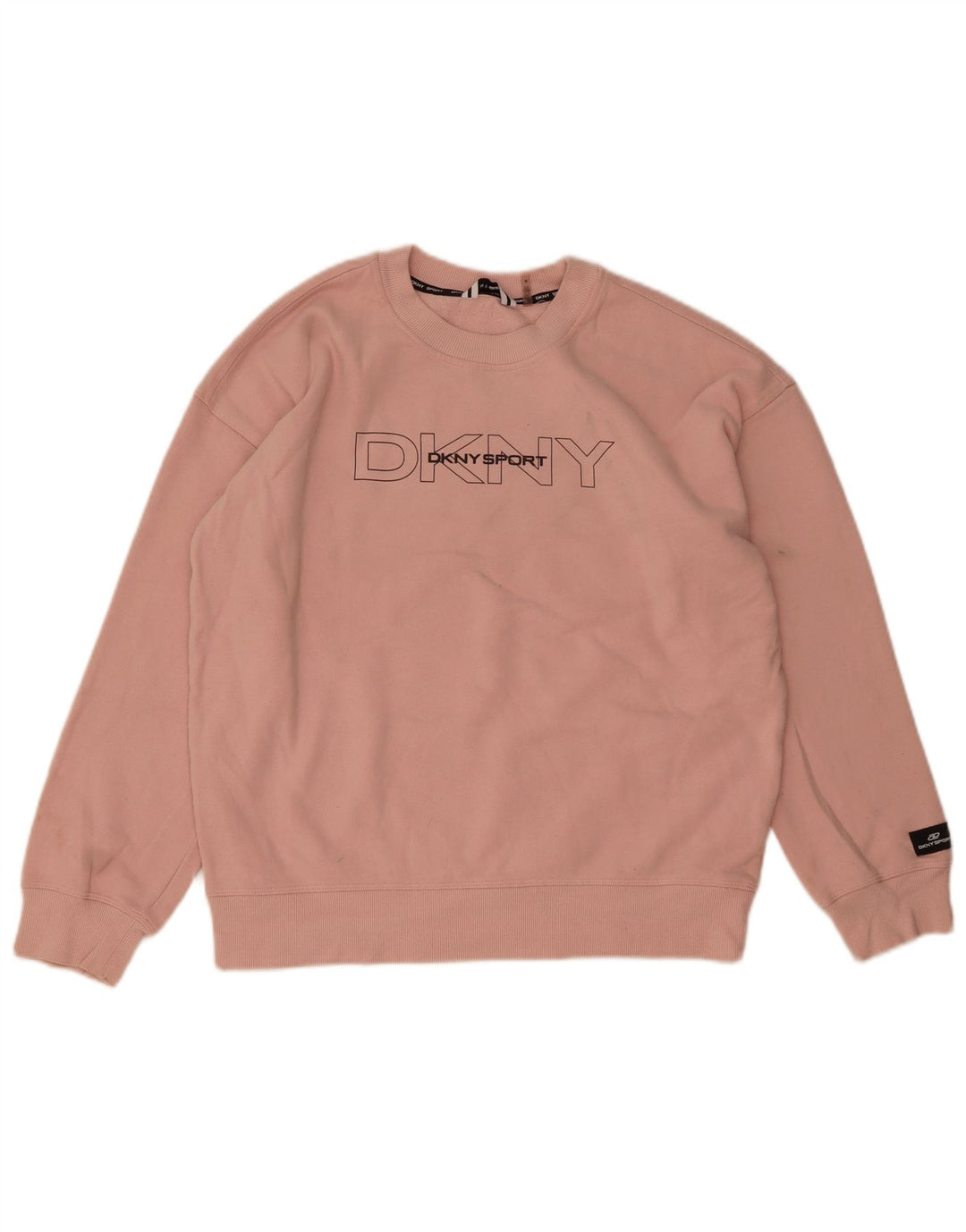 Dkny Womens Graphic Oversized Sweatshirt Jumper UK 14 Medium Pink Cotton