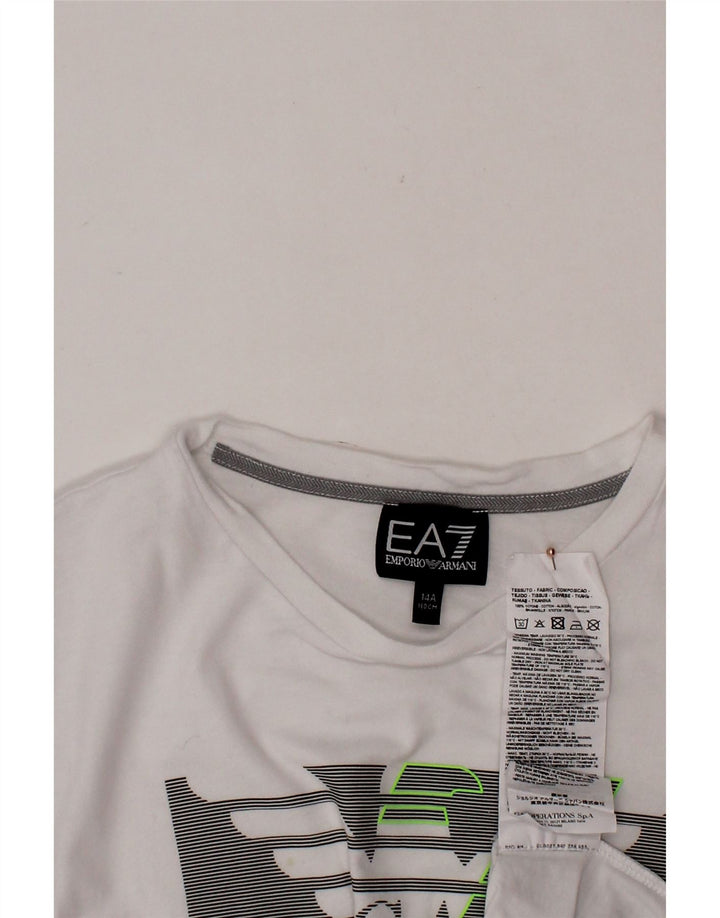 EMPORIO ARMANI Boys Graphic T-Shirt Top 13-14 Years White Cotton