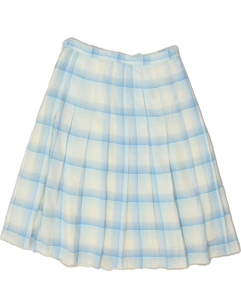 VINTAGE Womens A-Line Skirt UK 16 Large W28 Blue Check Polyester | Vintage Vintage | Thrift | Second-Hand Vintage | Used Clothing | Messina Hembry 